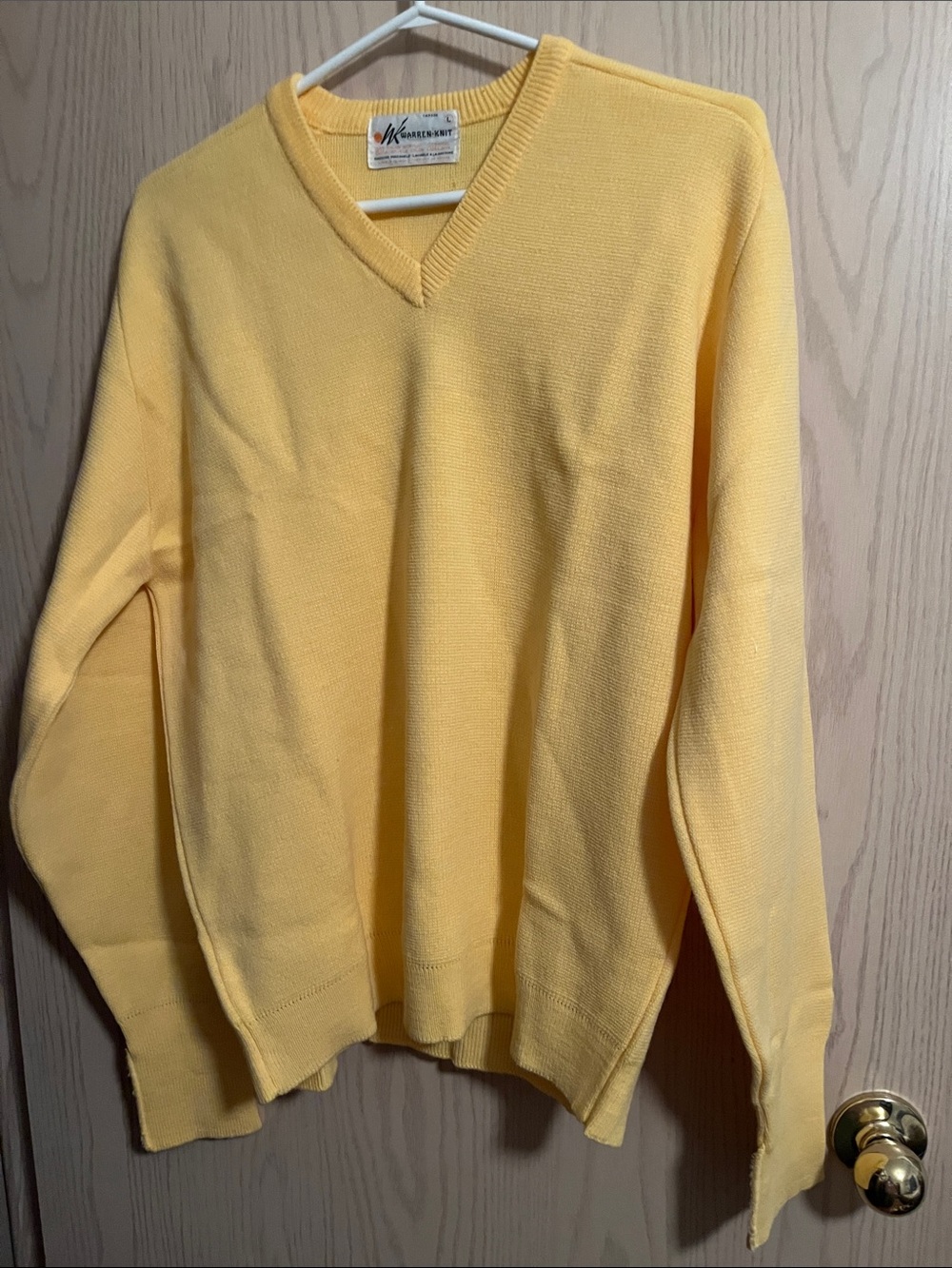 Men's V-Neck Sweater by Warren Knit  — Sunny Yellow